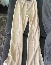 cream lightweight slit - flared - wide leg pants