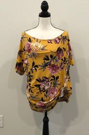 White Burch Floral Side Twist Top