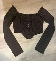 Akira Satin Corset Cropped Long Sleeve Size Medium