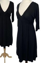 Velvet by Graham & Spencer V-Neck Dress Black Midi Knee Length Womens Medium