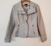 RD Style Faux Leather Moto Jacket Mixed Media Gray Medium