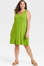 Ava & Viv Dress Green V Neck Sleeveless Tank Dress / Cover Up Sz 3X (24-26) NWT