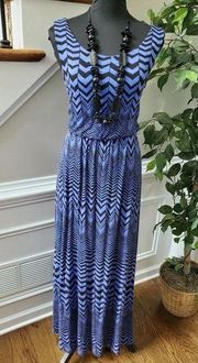 APT. 9 Women's Black & Blue Rayon Scoop Neck Sleeveless Long Maxi Dress Size M