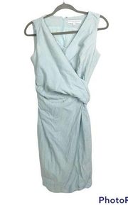 Carolina Herrera light blue draped front v neck dress size 6