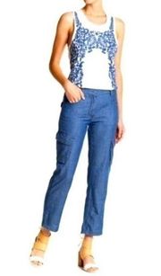 specialty products blue denim 100% cotton cargo midrise pants