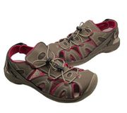 Eddie Bauer Sandals Womens 9 Brown Pink Leather Adjustable Travel Hiking Shoes