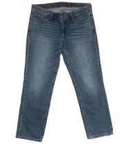 Sweet Crop Mid Rise Denim Jeans 6/28 Whiskering Pockets Comfortable