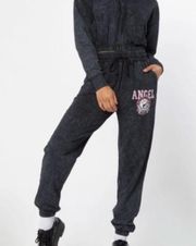 NWT Black Wash Angel Graphic French Terry Joggers