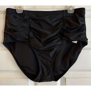 Raisins Curve Black Ruched Costa Bikini Bottoms NWT Size 18W