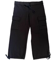 Black/Navy Blue Cargo Capri Pants Large Casual Relaxed Comfortable