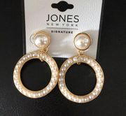 New Jones NY Gold Pearl adorned Hoops & Stud