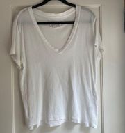 SZ 1  Destructed Edge V Neck Short Sleeve T Shirt