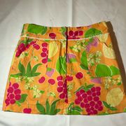 Lilly Pulitzer Women’s Fruit Print Skort W/Scallop Front Pockets Size 4-EUC