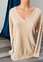 Equipment Asher Cashmere Ivory Peach V-Neck Sweater S Long Sleeve $298 M13