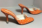 Via Spiga Orange Dot Patent Leather Mules Fit 8