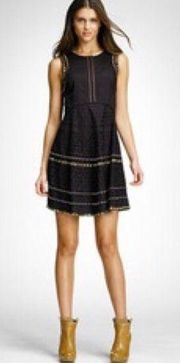 Tory Burch Black Cotton Eyelet Sindri Dress 6 NWT