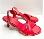 Nordstrom Rack Sandals Womens Size 9.5 Red Crisscross Ope Toe Slingback Heels
