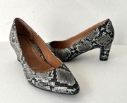 Vionic Leather Pointed Toe Pumps Mia Snake Size 6 M Black White