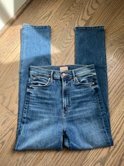 MOTHER The Swooner Rascal Ankle Jeans Straight Leg Hot Springs Blue Women's 28