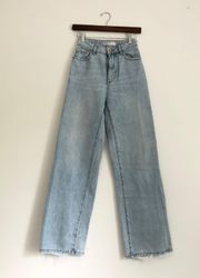 high waisted wide leg light wash jeans