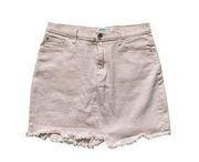 Princess Polly Hallie Distressed Pink Denim Jean Mini Skirt Raw Hem Size 10 Y2K