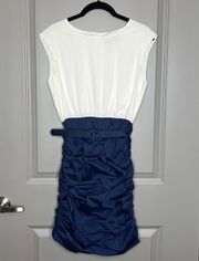 | White & Navy Color-block Dress Size 4