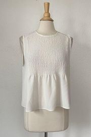 Solid White Smocked Tank Top