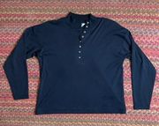 70s VTG BLACK HENLEY LONG SLEEVE TEE