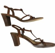 Brown Leather Heel Sandals