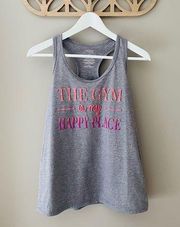 Danskin Now 'The Gym Is My Happy Place'  Work Out Tank Top Gray Sz Medium