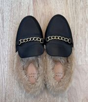 Furry Black Loafers