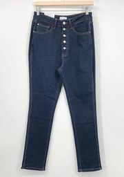 WeWoreWhat The Danielle Jeans Dani Blue/Black Size 27 High Rise Button Fly NEW
