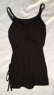 Eye Candy Romper, Black adj straps,Sz L, super soft with 2 pockets