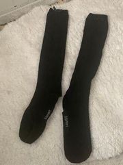 Black Ribbed Knee Length Bow Tie Socks NEW