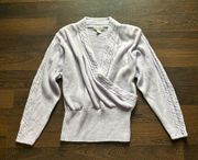 Dana Ashley Vintage Knit Wrap Sweater Lavender Large