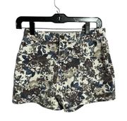 Floral High Waist Denim Shorts