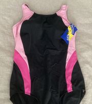 New  High Neck Color Block Swimsuit Sz 18W Black/Pink