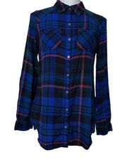 Maurices Blue and Black Flannel Button Up shirt size Small