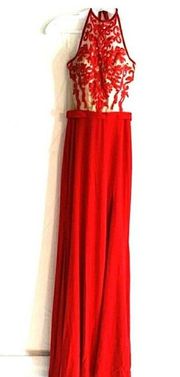 Beaded Embroidered Net Jersey Gown by Paparazzi Size 2