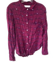 Ava Sky Fight Eel Women's Long Sleeve Button Down Blouse Chest Pocket XS