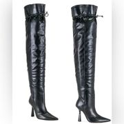 NEW Good American Carla Over the Knee Heeled Boots 8.5 Black