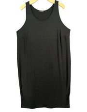 Eileen Fisher Tank Dress Womens Size XL Black Scoop Neck Viscose Jersey Slim Fit