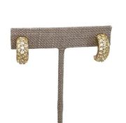 Swarovski Half Hoop Huggie Earrings Clear Crystal Pave Gold Tone