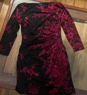 Chaps Black And Red Floral Dress.