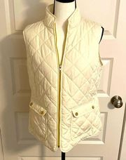 St.John’s Bay|| Cream (winter white) quilted vest with gold accents.