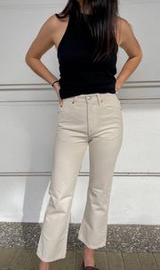 70s Crop Boot $250 High Rise Jeans Vintage White Size 32 NWT