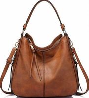 Realer Faux Brown Leather with Tassel Hobo Bags