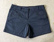 Vineyard Vines Womens Shorts Size 8 Navy Blue Chinos Preppy Logo Pockets 5"