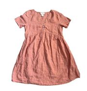 Cynthia Rowley 100% Linen Peach Babydoll Dress With Pockets Size Small