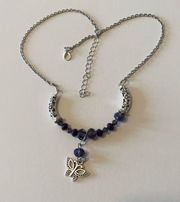 Handmade Crystal Glass Beads Butterfly Charm Necklace